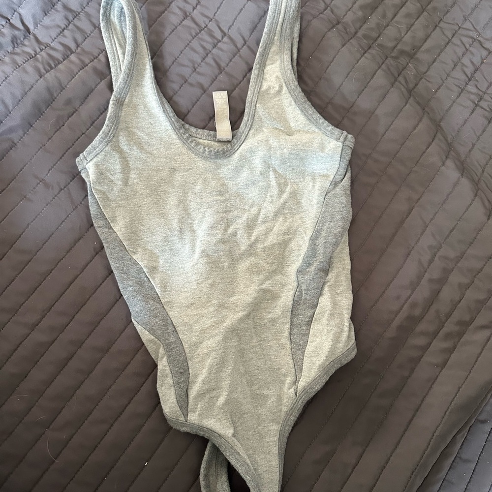 SKIMS Heather Grey Scoop-Neck Bodysuit